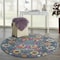 Homeroots 5 ft. Round Denim Blue Florals Distressed Area Rug 385177 - alternate 7